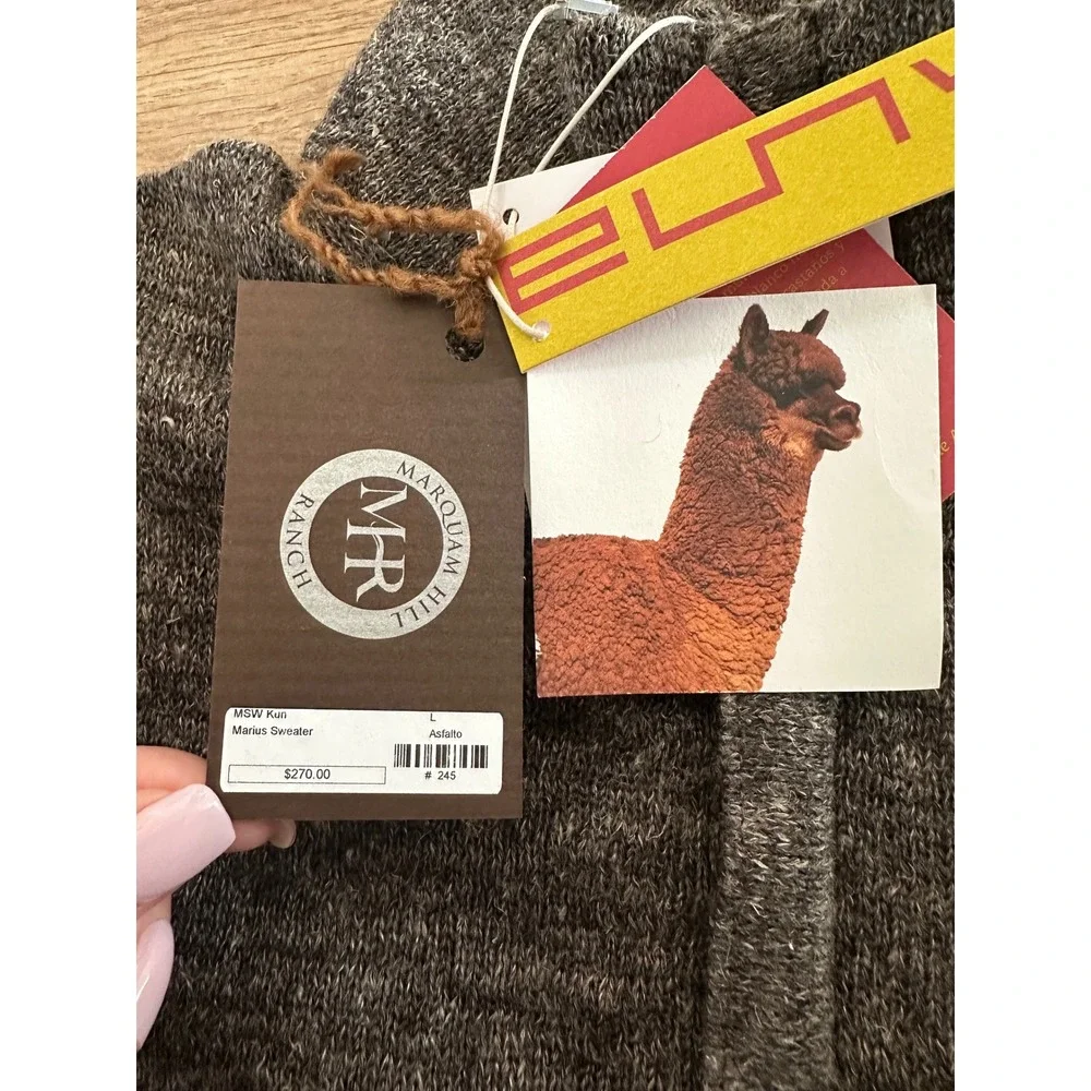 Kuna Alpaca Linen Mens Sweater Quarter Zip Large NWT MSRP $270